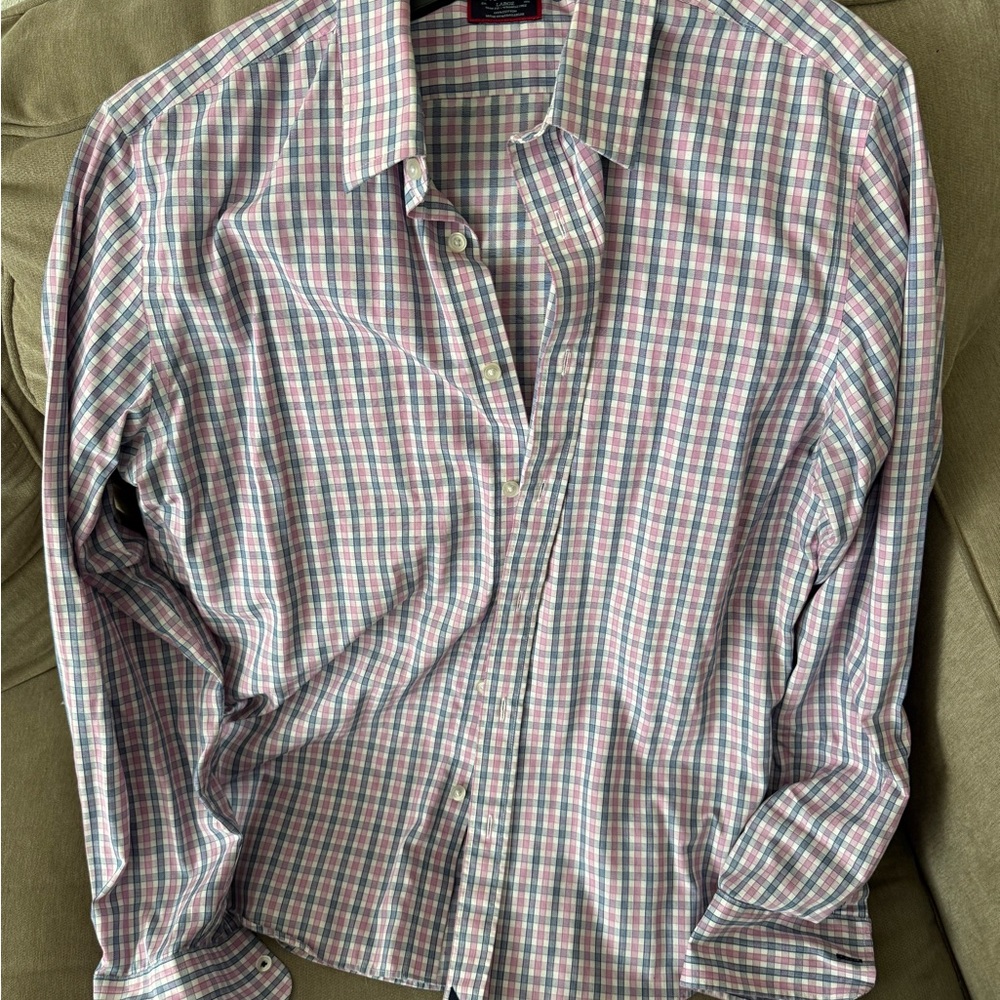 UNTUCKit Men's Pink and Blue Plaid Shirt